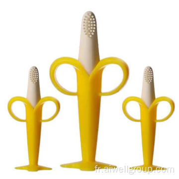 Brosse à dents de nettoyage en silicone de forme de banane Baby Silicone